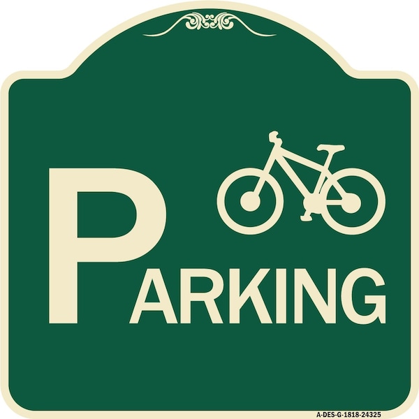 Bicycle Parking With Graphic Heavy-Gauge Aluminum Architectural Sign, 18" x 18", G-1818-24325